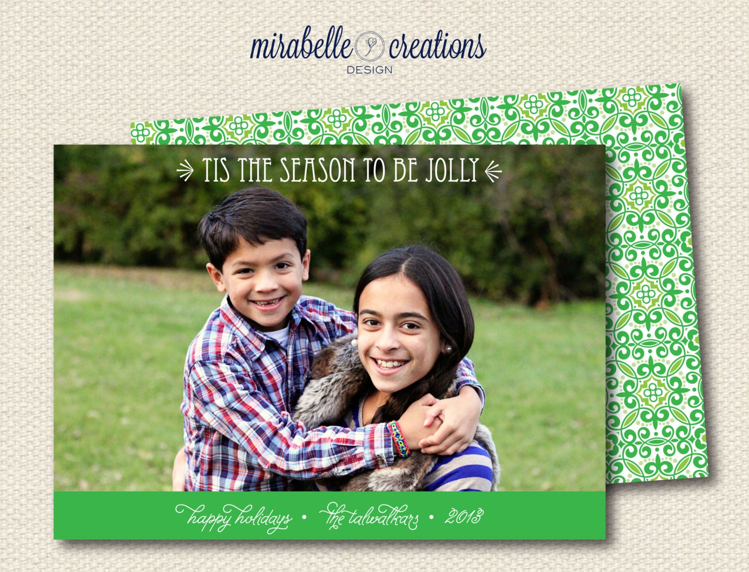 Customizable and Printable Photo Christmas Card / Holiday Card -- Tis the Season -- MIrabelle Creations Il_570xn