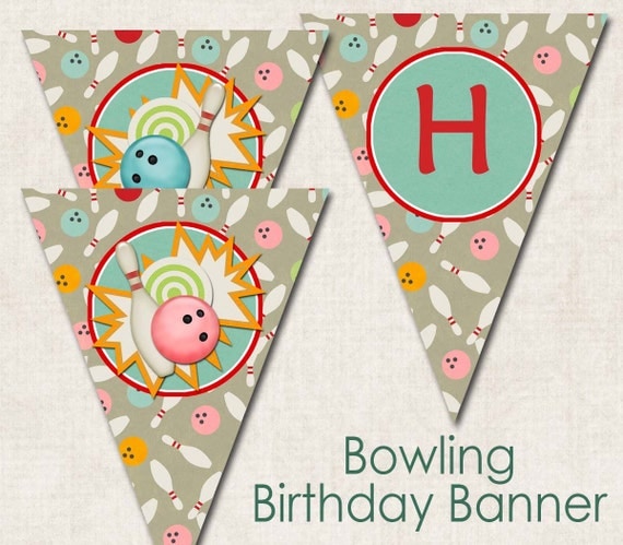 Bowling Birthday Party Banner Happy by missbellaexpressions