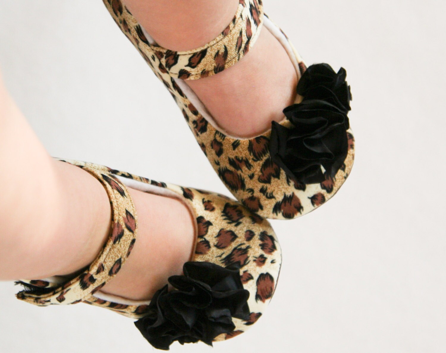 Leopard baby shoes, cheetah mary jane with black ruffles, animal print ...