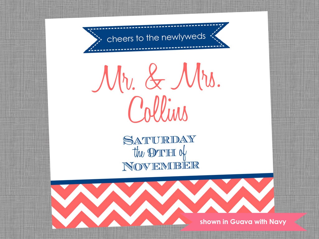 Wedding Wine Bottle Labels - Printable Wedding Themed Chevron Labels - Colors and Text Customizable Il_570xn