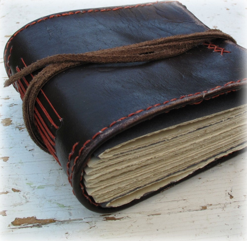 The Traveler -- Rustic leather journal, guest book. One of a Kind. OOAK - MoonAndHare