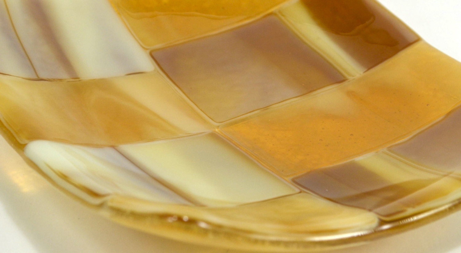 Fused Glass Dish in Caramel, Butterscotch, Cream - LyonPondStudio