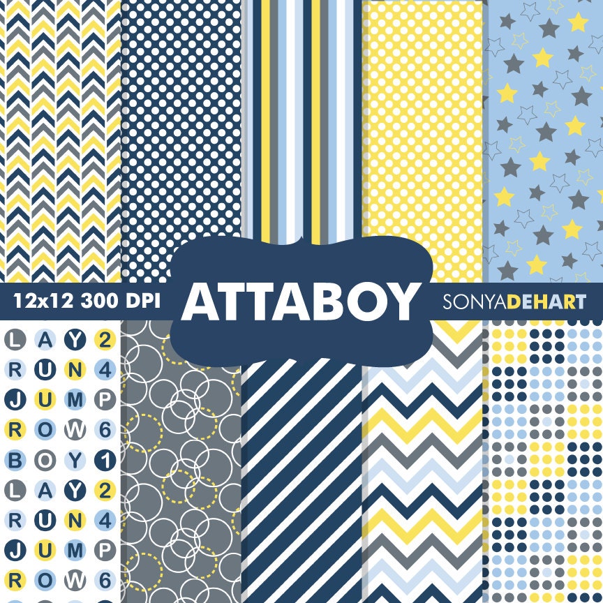 Digital Papers Baby Boy Pattern's Blue Instant Download Il_570xn