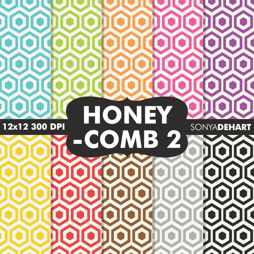Digital Scrapbooking Printable Paper Pattern Pack Basic Honeycomb 2 Paper Instant Download Il_570xn