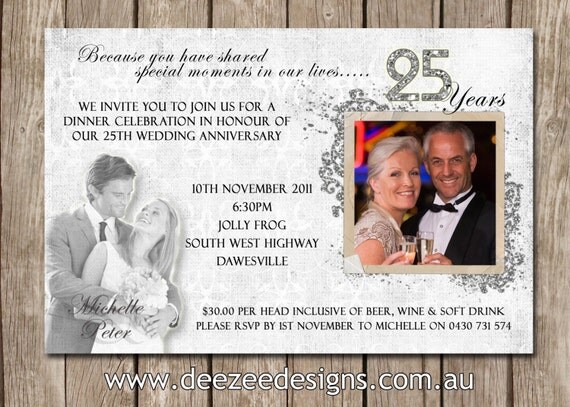 Photo Personalised 25th Wedding Anniversary Invitations - You Print Il_570xn