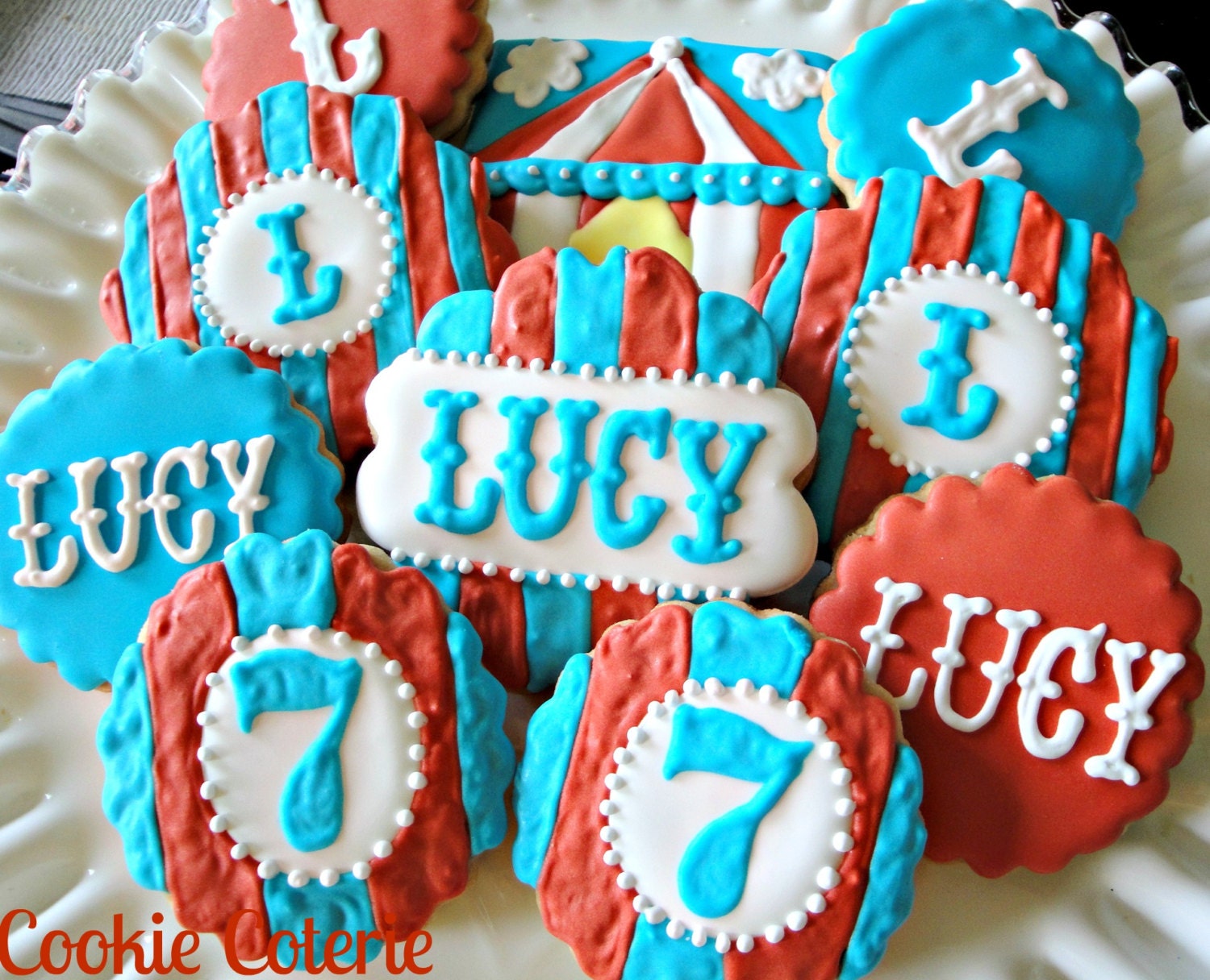 Carnival Themed Decorated Cookies Birthday Party Cookie Favors One Dozen