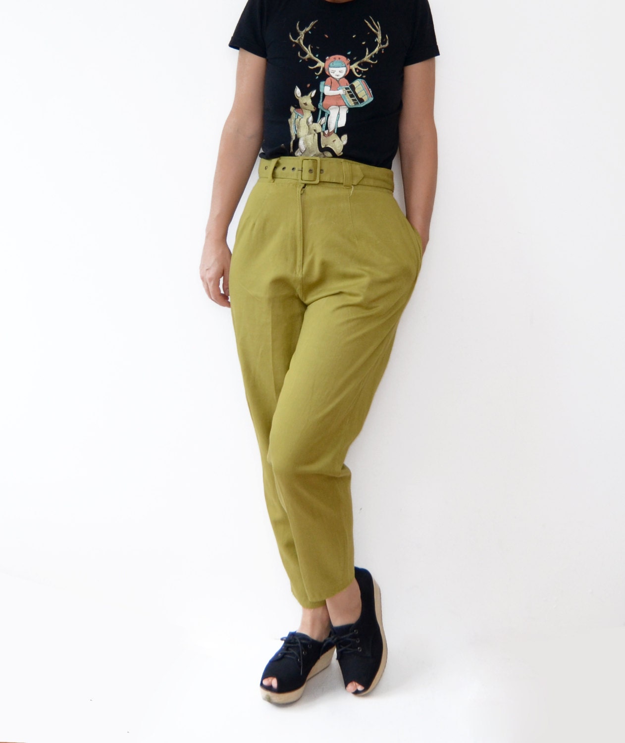 olive high waisted pants