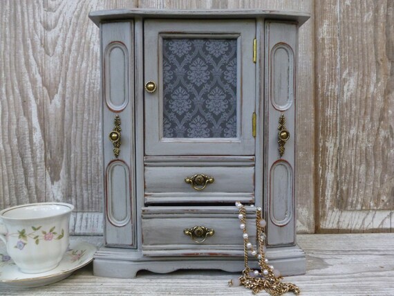 Paris Grey Distressed Jewelry Box by BeckiBees on Etsy