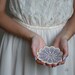 Lace Ceramic Flower Plate Purple Ring Holder Oval Shape White Pottery Dish Ring Holder