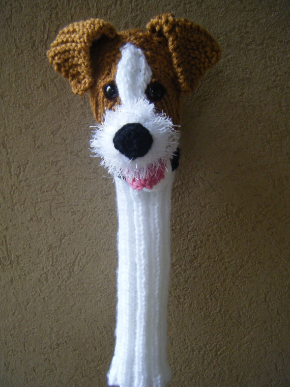 Items similar to Hand knit Jack Russell Terrier dog golf club cover golf sock...