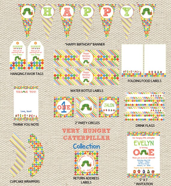 Very Hungry Caterpillar Birthday Collection Printable Il_570xn