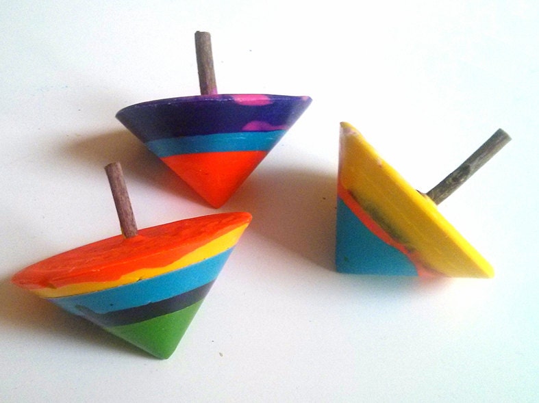 Spin top from recycled crayons - TheSimpleFun
