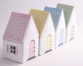 CANDY COTTAGES -  Printable DIY Gift Box Houses, Party Favors, Fairy House, Pastels - Pink, Blue, Green, Yellow, Instant Download - EmilyHingston