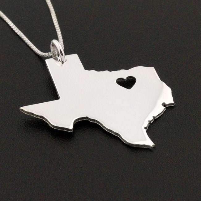 State necklace Texas necklace sterling silver by Silversmith925