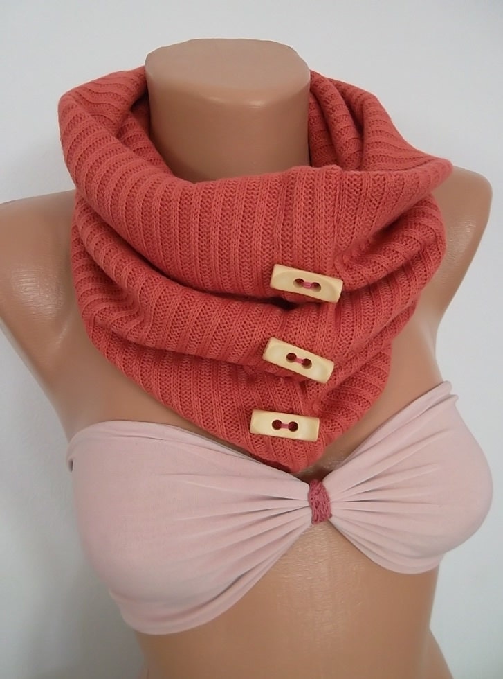 New - Neck Warmers - terracotta pink neck warmers shawl - Scarf