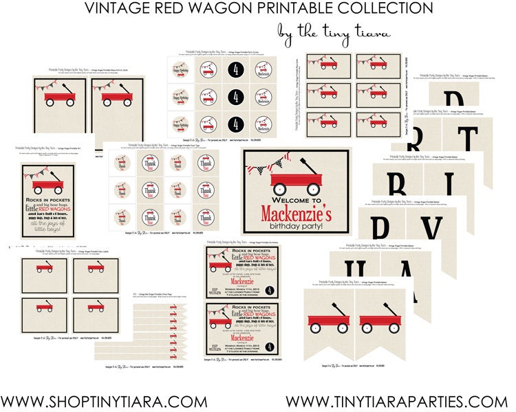 Vintage Red Wagon Printable Party Full Collection : Printable Party Designs by The Tiny Tiara Il_570xn