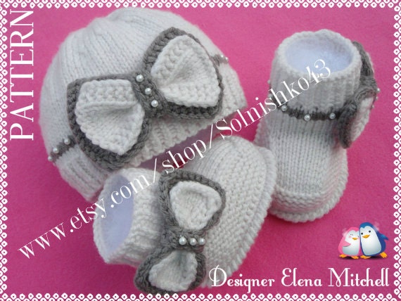 P A T T E R N Knitting Baby Set Baby Shoes Knitted Baby Hat Pattern Baby Booties Baby Boy Baby Girl Pattern ( PDF file )