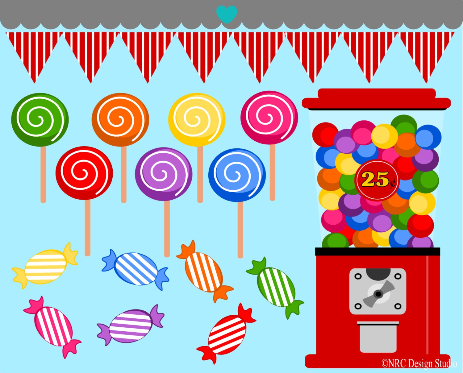 WINTER SALE - Candyland Clip Art - Classic Sweet Shop Clip Art - Digital Candy Shop Clipart Il_570xn