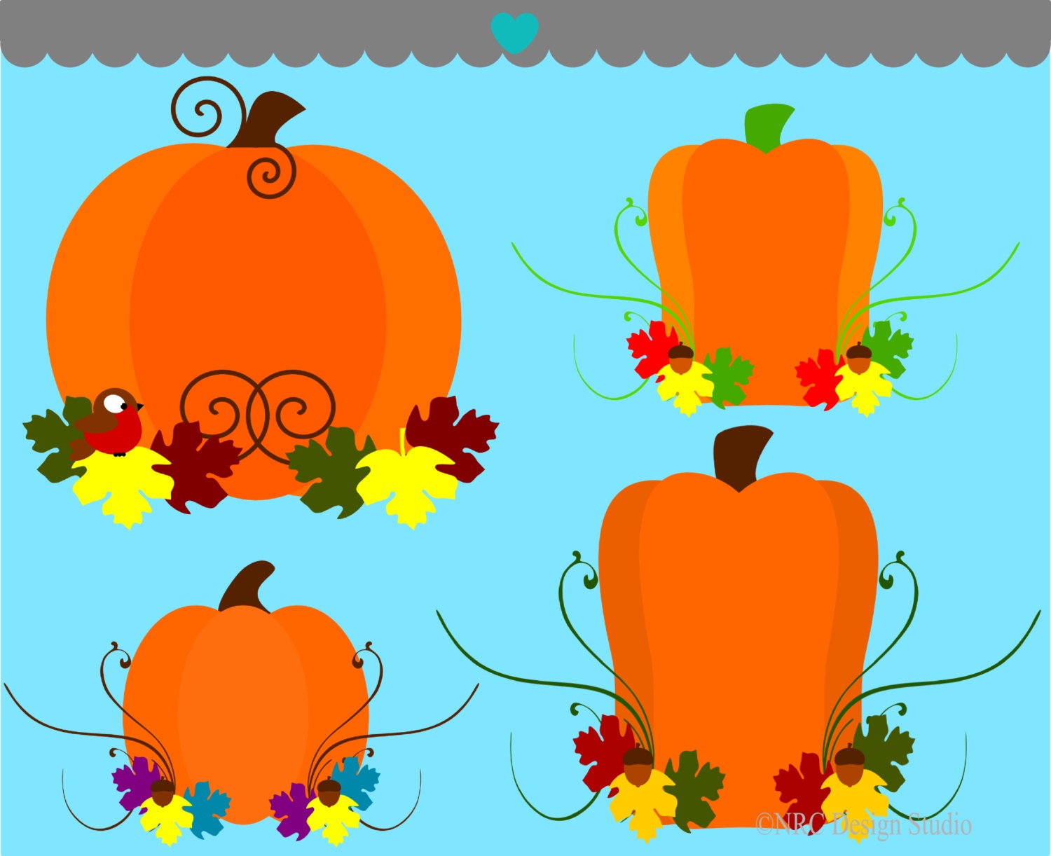 WINTER SALE - Fall Clip Art - Fancy Pumpkins Clip Art - Digital Pumpkins Clipart Il_570xn