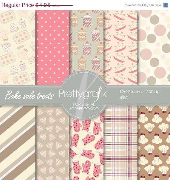 40% OFF SALE Bake sale treats digital paper, commercial use, scrapbook papers, background - PS526 Il_570xn