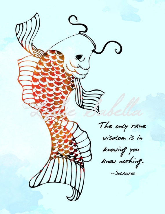 Items Similar To Koi Fish Socrates Quote 8x10 Metallic Print On Etsy