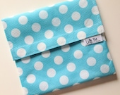 Reusable Sandwich Bag - Blue Polka Dots - Velcro Tab Closure - ECOfriendly & Food Safe - Back to School - LilyPieBaby