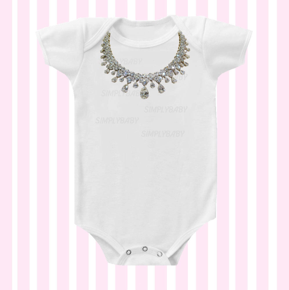 Diamond Drop Necklace Baby Girl Bodysuit by SimplyBaby
