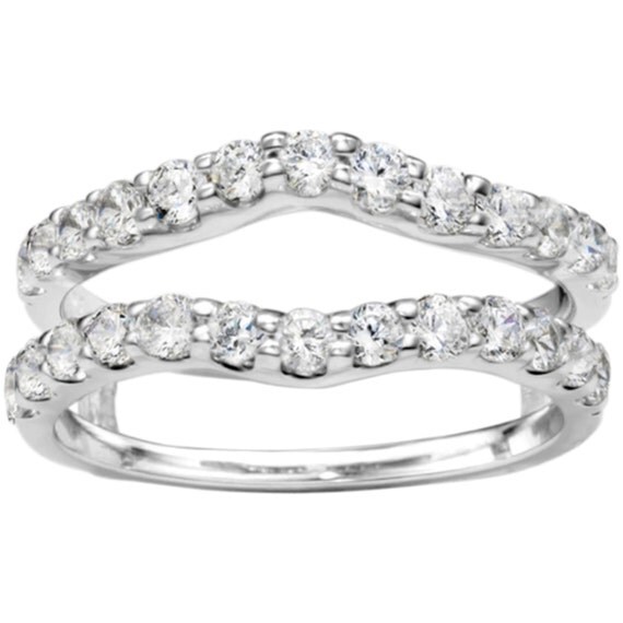 Double Prong Curved Engagement Ring Guard 10 Karat Gold Ring Enhancer