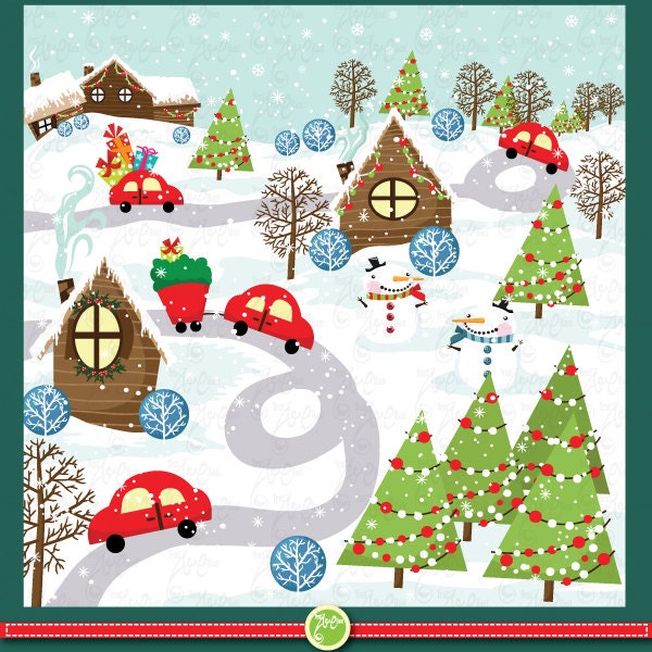 Christmas ClipArt,Christmas city,christmas tree Cm020 Personal and Commercial Use, cards, invitation, scrapbooking and all paper craft Il_570xn