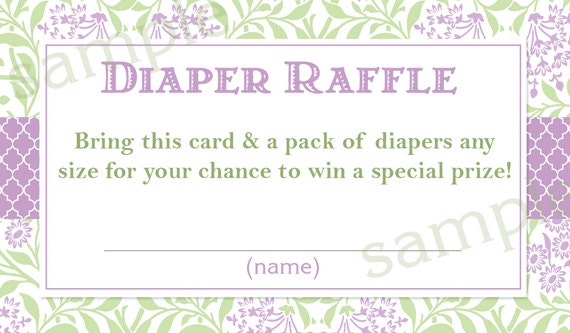 Lavendar & Green Floral Baby Shower Diaper Raffle Tickets - Printable File Il_570xn