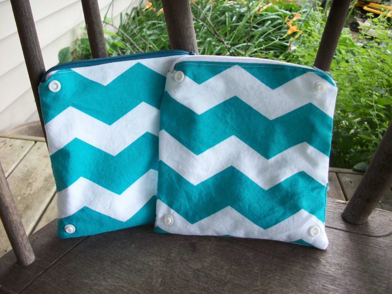 Set of 2 Chevron Wet Bags -Snappable&Zippered