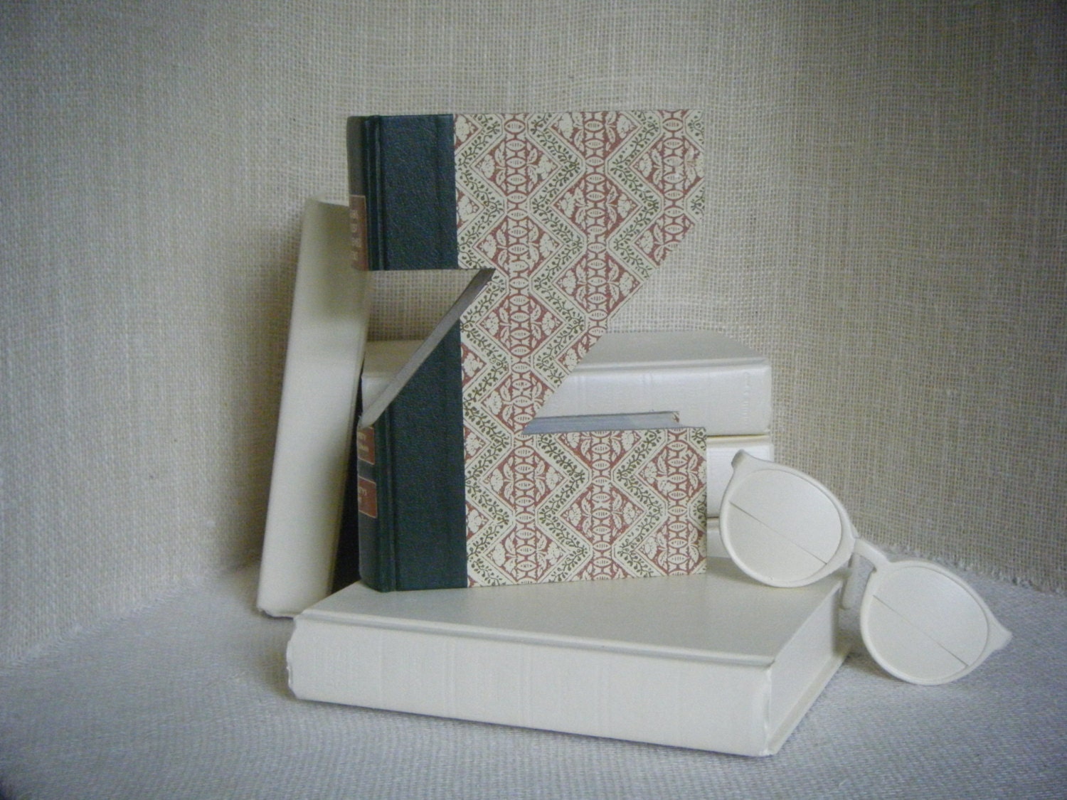 ALPHABET LETTER (Z)  Book Art, OoAK, Shabby Chic Decor, UPcycled  REcycled REpurposed, Altered Book, Engagement Gift, Bookshelf Decor