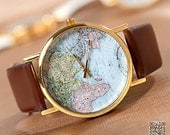 World Map Wrist Watch Mens Wristwatches Unisex Watch Women Watches (VI0254) - VivianGift