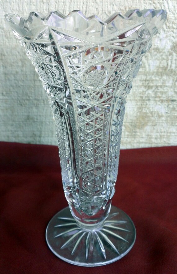 Vintage Antique Petite Clear Cut Glass Vase by HunkoFunko on Etsy