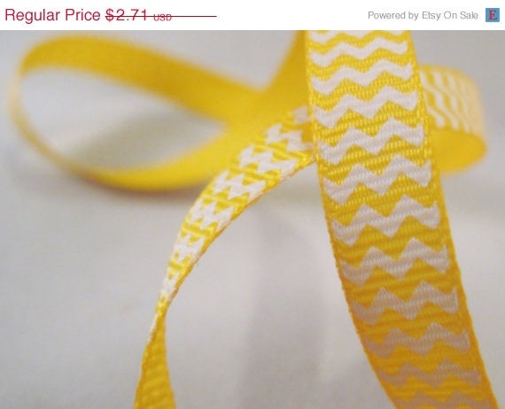ON SALE 5 yards of Yellow 3/8" Chevron Grosgrain Ribbon Il_570xn
