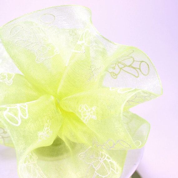 Baby Shower Organza Yellow Pull-Up Ribbons With Teddy Bear Design 2" (spool of 25 yards) Il_570xn