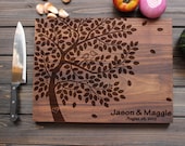Personalized Cutting Board Wood Cutting Board with Birds on Love Tree Heart Custom Wedding Gift Anniversary Gift Custom Engraved - FancyWoods