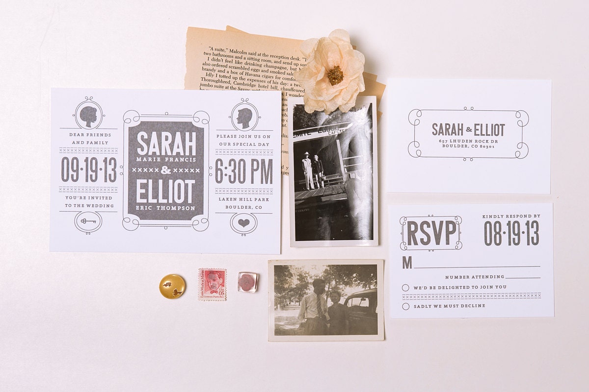 Elliot Letterpress/Digital Wedding Invite Set - WednesdayPress