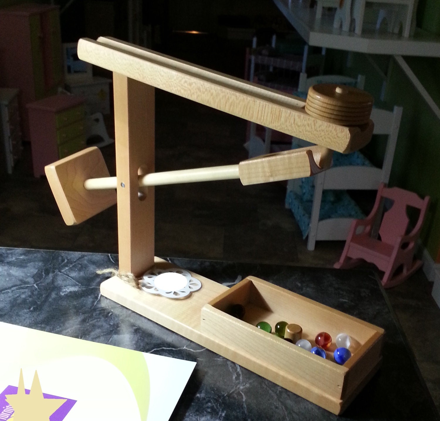 Wooden Marble Machine Game Solid Wood Amish by AlaratessAlexbres