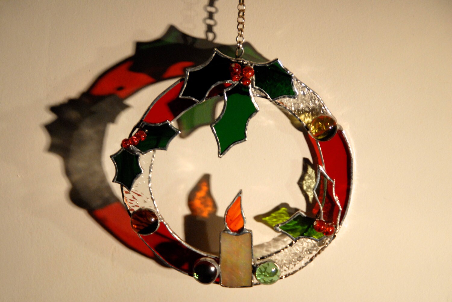 Items Similar To Stained Glass Christmas Decoration - Wreath On Etsy