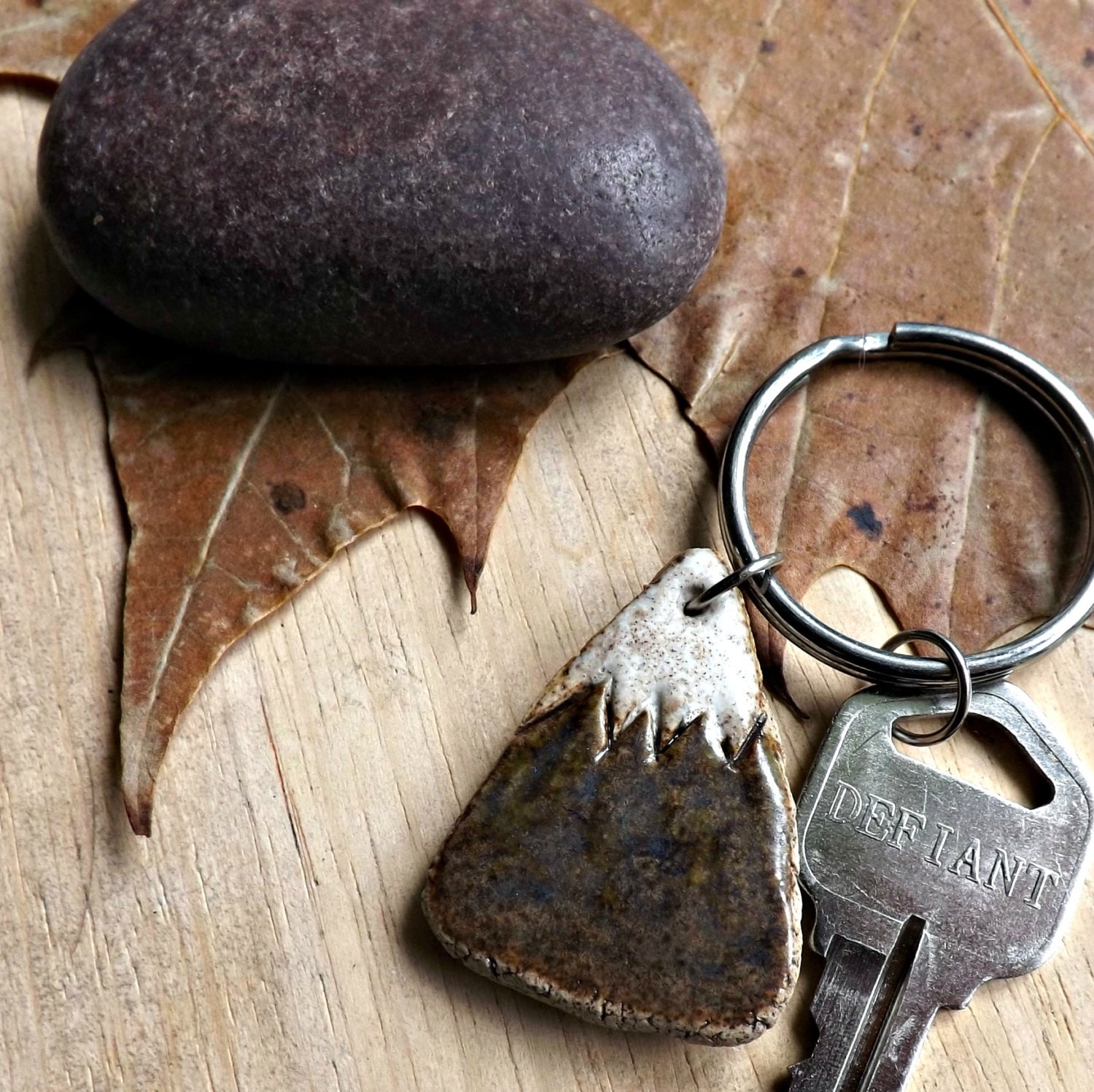 Stoneware Mountain Key Chain, Made to Order - StudioByTheForest