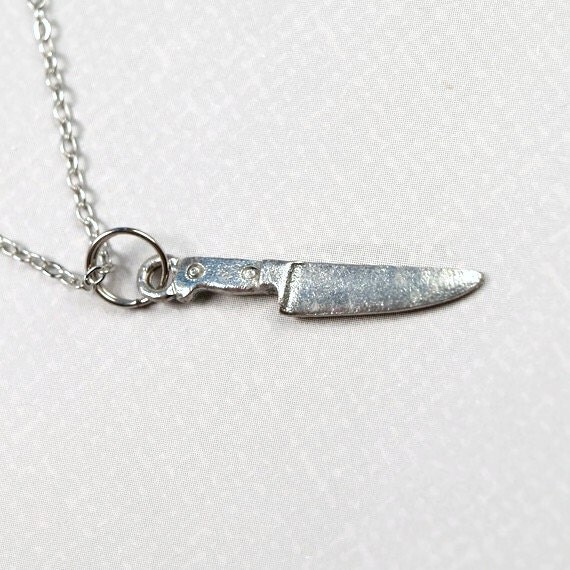 Knife Necklace charm small silver plated by chrysdesignsjewelry