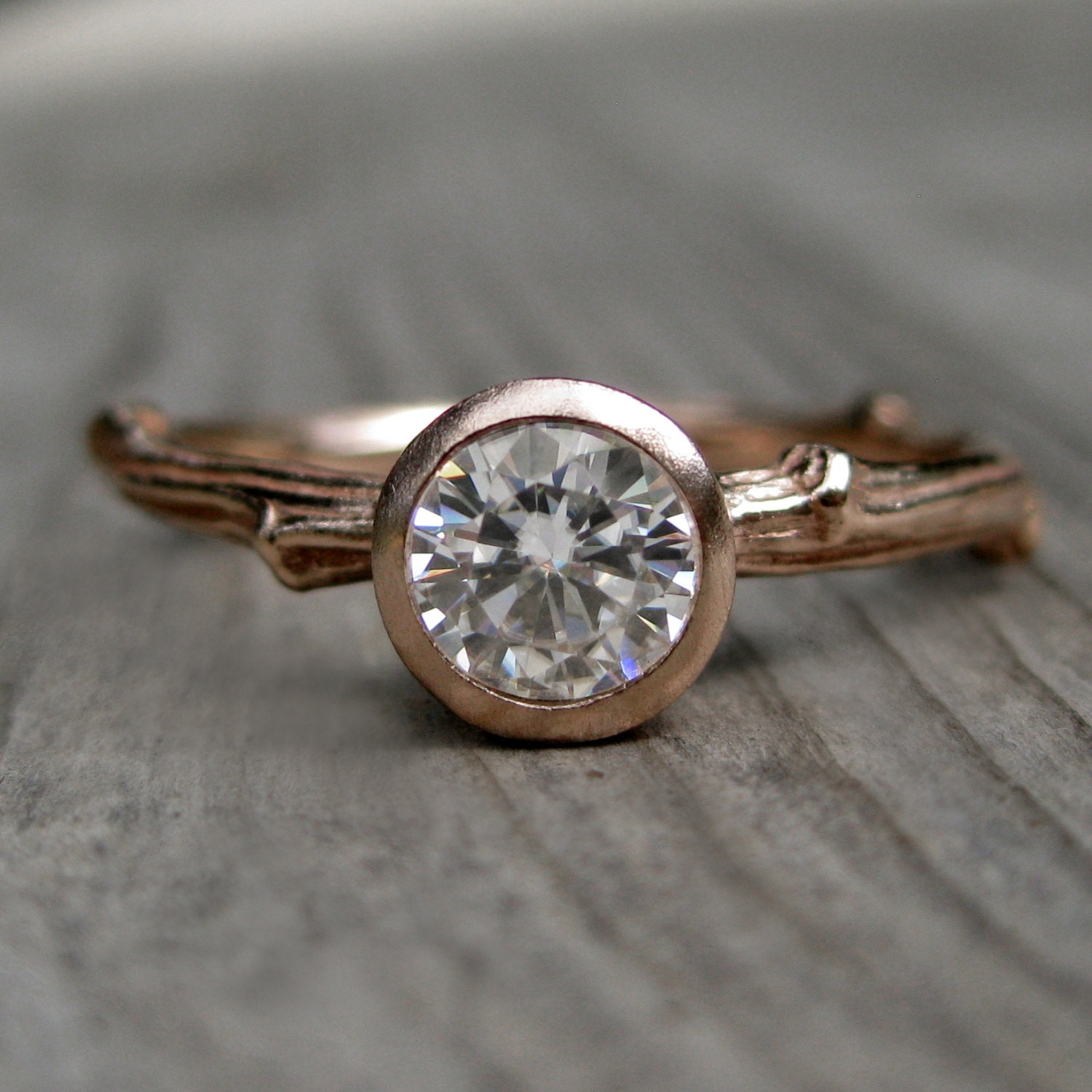Diamond Twig Engagement Ring in Recycled Gold by KristinCoffin