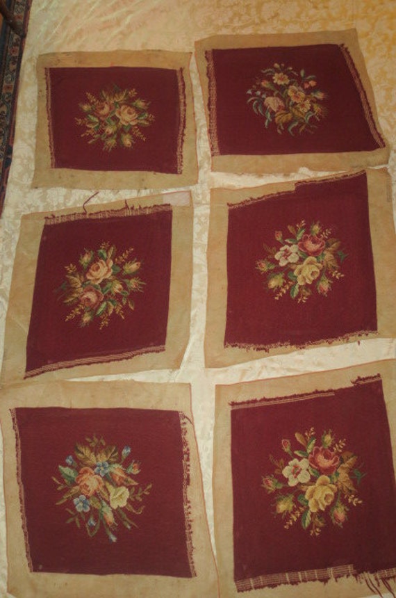 Vintage Set of 6 NEEDLEPOINT Chair Covers c. by AntiqueARTGarden