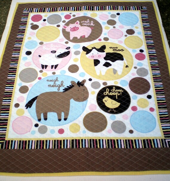 The Farmer in The Dell Quilt, Farm Animal Quilt, Adorable Animal Quilt
