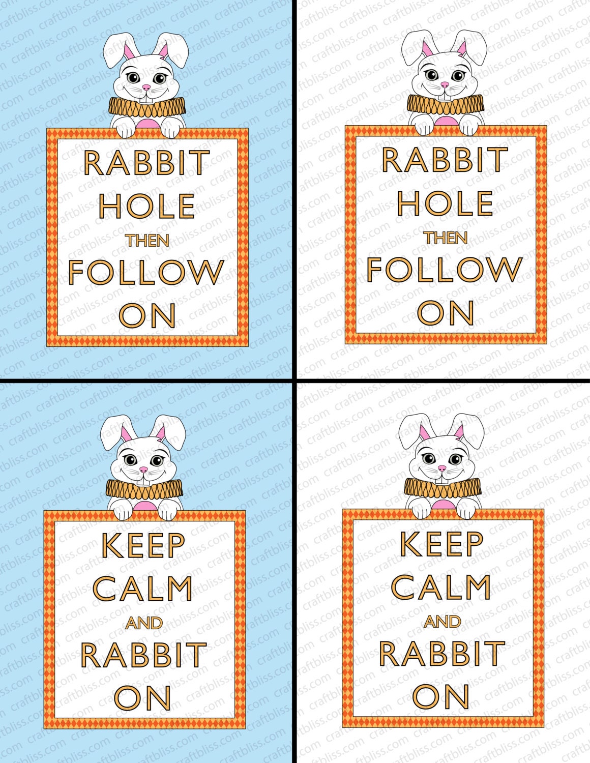 Rabbit - Alice in Wonderland Digital Download Print 4 To Choose From For Parties, Decor Baby Shower and More Keep Calm and Rabbit On Il_570xn