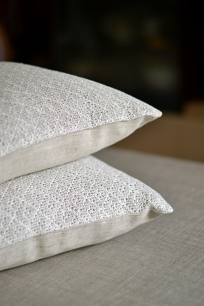 Linen Pillow Case White Gray Cover Knitted Pillow Cover Organic Cushion  Linen Decorative Case Natural Linen Pillow Throw - LinenLifeIdeas
