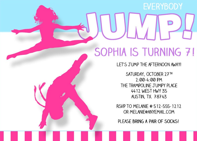 Everybody Jump Girls Birthday Invitation Il_570xn