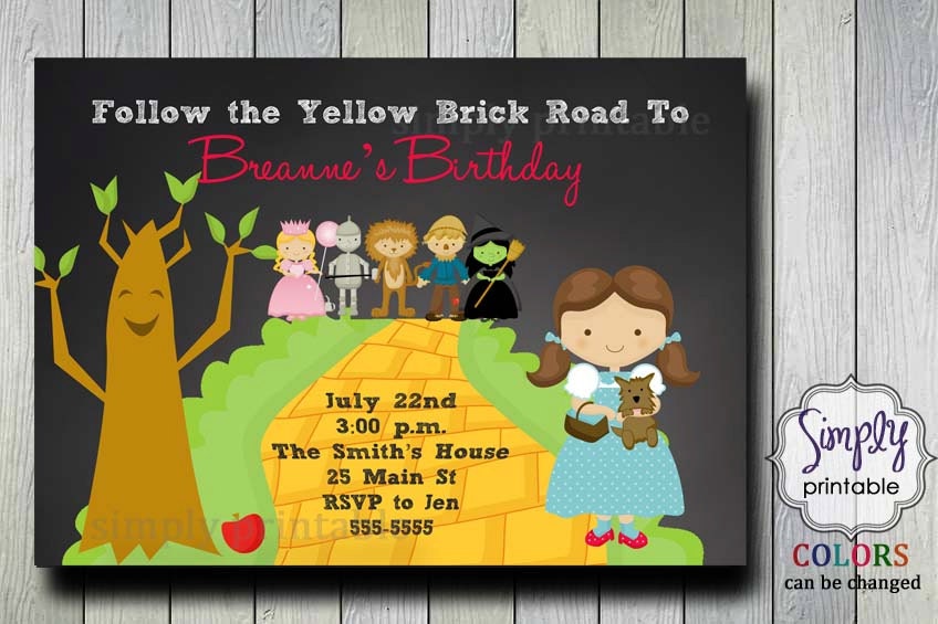 Wizard of Oz Inspired Birthday Invitation (Digital file) Il_570xn