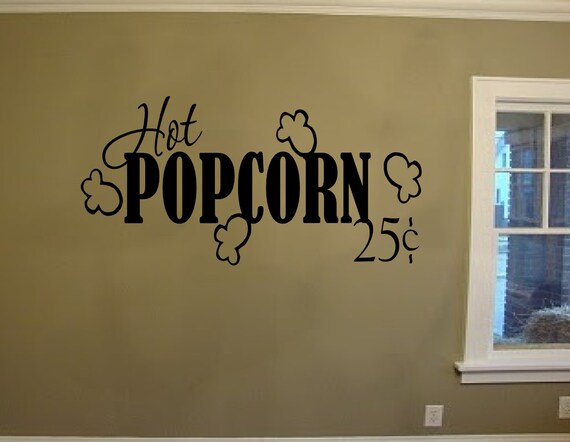 Popcorn Vinyl Wall Decal Home Theater Vinyl by OZAVinylGraphics